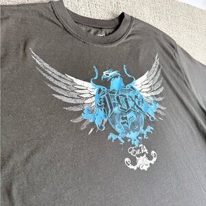 Fox Racing Black Short-Sleeve Tee with Blue Winged Crest Graphic